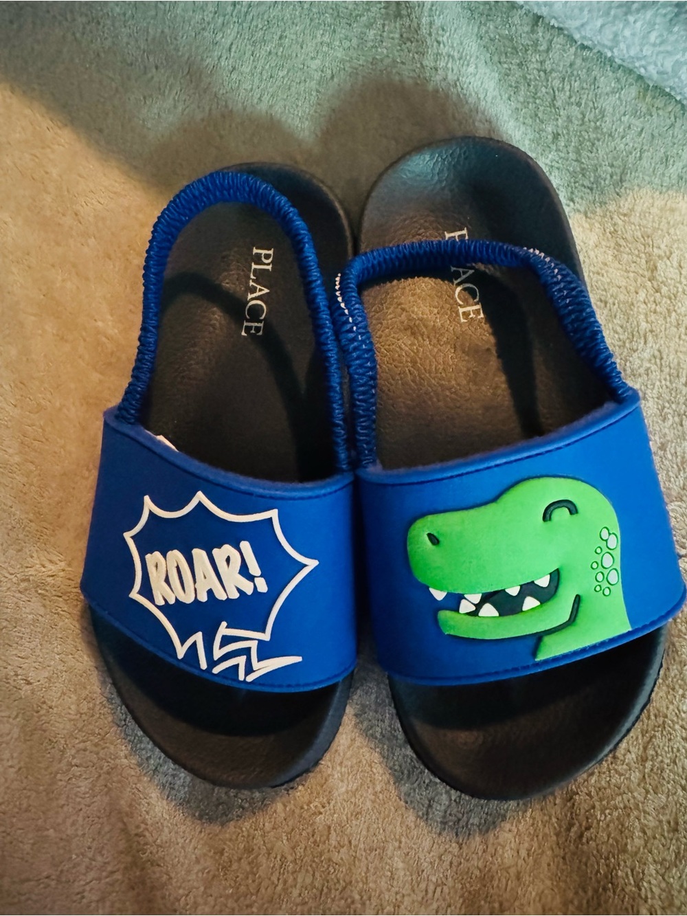 The Children's Place Blue Dino 'Roar' Slide Sandals